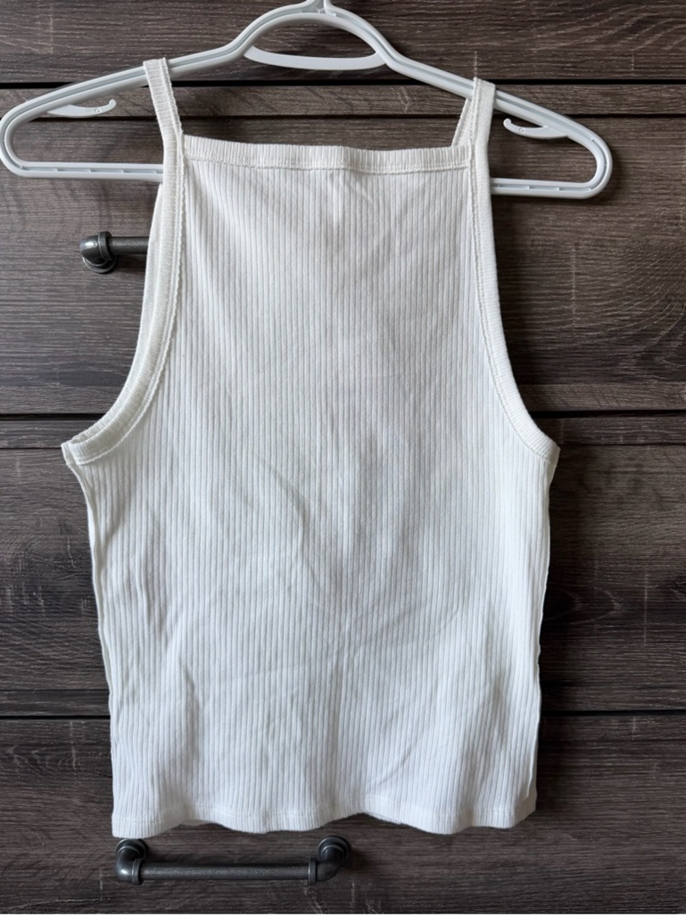 We The Free Free People White Ribbed Square-Neck Tank